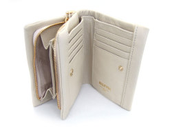 Natural（ナチュラル） 二つ折り財布（ファスナー小銭入れ付き）　「ゴールドファイル」　GP54214　アイボリー　内作り