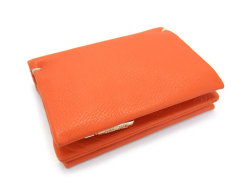 Natural（ナチュラル） 二つ折り財布（ファスナー小銭入れ付き）　「ゴールドファイル」　GP54214　オレンジ　正面