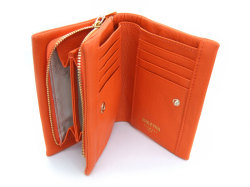 Natural（ナチュラル） 二つ折り財布（ファスナー小銭入れ付き）　「ゴールドファイル」　GP54214　オレンジ　内作り