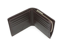 ItalianDeerskin （イタリアンディア） 二つ折り財布（Ｆ小銭入れあり） 「プレリー1957」 NP17814　チョコ　内作り