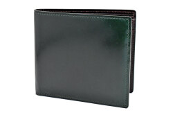 ナチュラルコードバン 二つ折り財布（小銭入れあり） 「プレリーギンザ」 NP49230 グリーン　正面