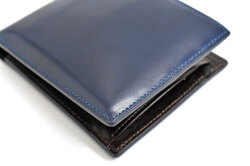 ナチュラルコードバン 二つ折り財布（小銭入れあり） 「プレリーギンザ」 NP49230 ネイビー　商品特徴