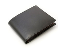 ボックスカーフ　ヴェネチアンレザー　　二つ折り財布（小銭入れあり）  「プレリーギンザ」　NP56118　クロ　正面
