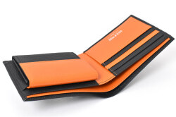 Superior（スペリオール）170th Anniversary 二つ折り財布（小銭入れあり） 「ゴールドファイル」 GP24217　ブラック／オレンジ　内作り