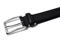 鹿革　メンズベルト 35mm幅 ピン式 「プレリーギンザ」 NB12914　ブラック　正面