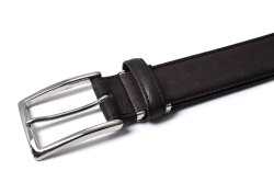 鹿革　メンズベルト 35mm幅 ピン式 「プレリーギンザ」 NB12914　ダークブラウン　正面