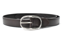 国産スムースレザー＆真鍮バックル　メンズ　カジュアルベルト　「プレリーギンザ」　NB29010　ダークブラウン　正面