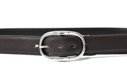 国産スムースレザー＆真鍮バックル　メンズ　カジュアルベルト　「プレリーギンザ」　NB29010　ダークブラウン　正面