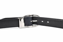 国産スムースレザー＆真鍮バックル　メンズ　カジュアルベルト　「プレリーギンザ」　NB29010　ネイビー　裏面