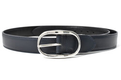 国産スムースレザー＆真鍮バックル　メンズ　カジュアルベルト　「プレリーギンザ」　NB29010　ネイビー　正面