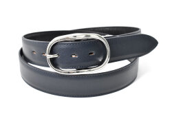 国産スムースレザー＆真鍮バックル　メンズ　カジュアルベルト　「プレリーギンザ」　NB29010　ネイビー　正面