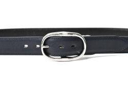 国産スムースレザー＆真鍮バックル　メンズ　カジュアルベルト　「プレリーギンザ」　NB29010　ネイビー　正面