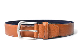 Cool Mesh（クールメッシュ）牛革 メンズ カジュアルベルト 35mm幅 「プレリーギンザ 」 NB30280　ブラウン　正面