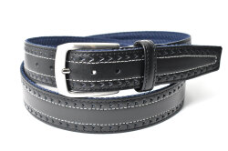 Cool Mesh（クールメッシュ）牛革 メンズ カジュアルベルト 35mm幅 「プレリーギンザ 」 NB30310　ブラック　正面