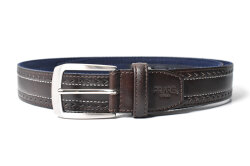 Cool Mesh（クールメッシュ）牛革 メンズ カジュアルベルト 35mm幅 「プレリーギンザ 」 NB30310　ダークブラウン　正面