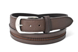 牛革付属 メンズ カジュアルベルト 「プレリートラディショナルファクトリー 」 NB48460　ダークブラウン　正面