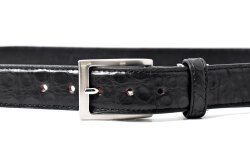 クロコダイルレザー　メンズベルト　30mm幅　「プレリーギンザ」　NB87350　ブラック　正面