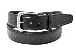 クロコダイルレザー　メンズベルト　35mm幅　「プレリーギンザ」　NB87450　ブラック　正面