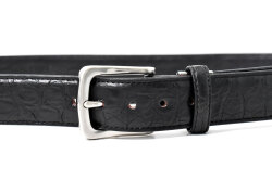 クロコダイルレザー　メンズベルト　35mm幅　「プレリーギンザ」　NB87450　ブラック　正面