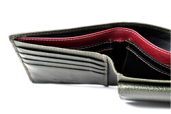 ItalianDeerskin （イタリアンディア） 二つ折り財布（小銭入れあり） 「プレリー1957」 NP17112　カーキ　特徴