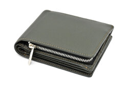 ItalianDeerskin （イタリアンディア） 二つ折り財布（Ｆ小銭入れあり） 「プレリー1957」 np17814　カーキ　正面
