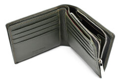 ItalianDeerskin （イタリアンディア） 二つ折り財布（Ｆ小銭入れあり） 「プレリー1957」 np17814　カーキ　内作り