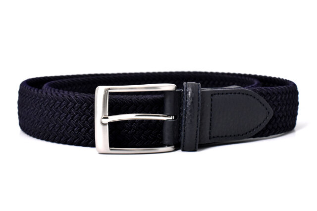 Stretch Mesh Belt (ストレッチメッシュベルト) メンズベルト 35mm幅広「プレリーギンザ」 NB28370 ネイビー 正面