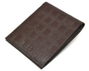 Checker emboss（チェッカーエンボス） 二つ折り財布（小銭入れなし）  「DAKSダックス」　DP25811　チョコ　正面