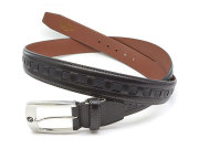 牛革　カジュアルベルト 35mm幅 ピン式　ロングサイズ 「ゴールドファイル」 GB572-GB575　クロ　正面