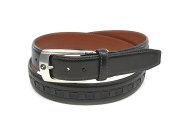 牛革　カジュアルベルト 35mm幅 ピン式　ロングサイズ 「ゴールドファイル」 GB572-GB575　クロ　正面