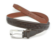 牛革　カジュアルベルト 35mm幅 ピン式　ロングサイズ 「ゴールドファイル」 GB572-GB575　チョコ　正面