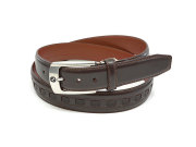 牛革　カジュアルベルト 35mm幅 ピン式　ロングサイズ 「ゴールドファイル」 GB572-GB575　チョコ　正面