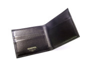 オックスフォード　二つ折り財布（小銭入れなし） コンパクト財布 「ゴールドファイル」　GP11410　ブラック　内作り