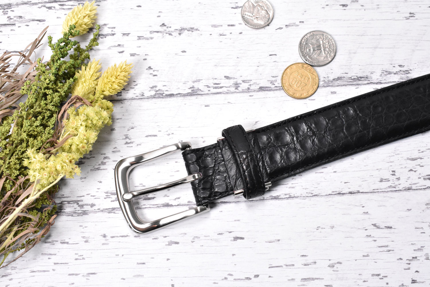 クロコダイルレザー　メンズベルト　35mm幅　「プレリーギンザ」　NB87450　イメージ画像